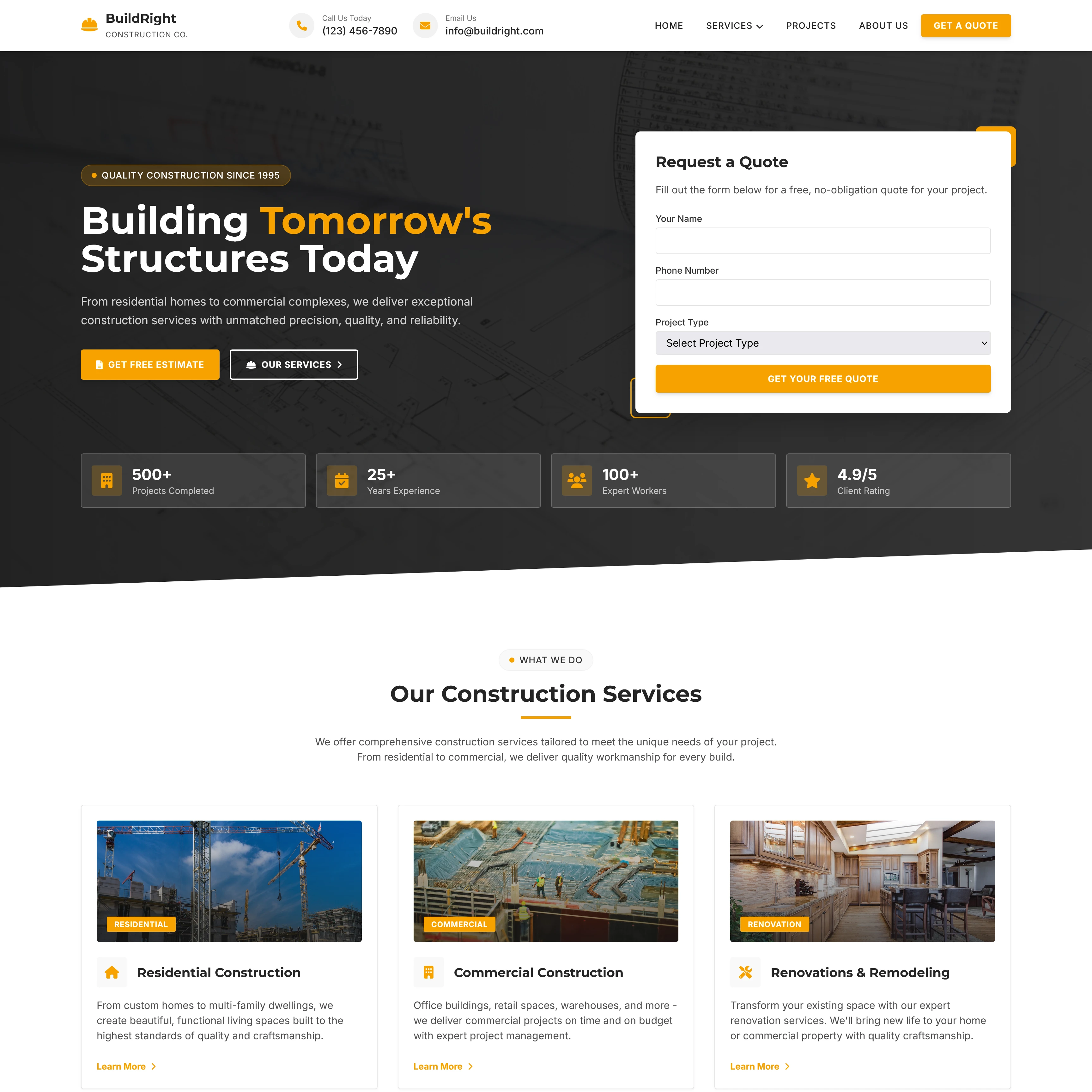 Construction Company Website Showcase